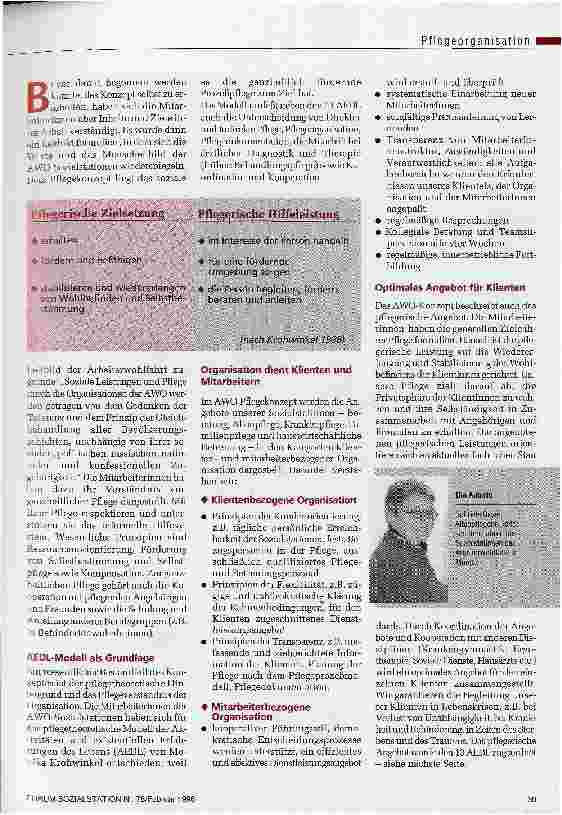 Vorschauseite 2: Alle ziehen an einem Strang Pflegekonzept der AWO Münster AEDL-Modell als Grundlage für vier Leistungsbereiche