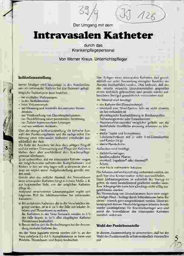 Vorschauseite 1: Der Umgang mit dem Intravasalen Katheter durch das Krankenpflegepersonal