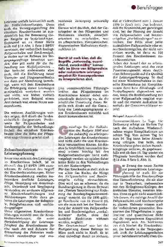 Vorschauseite 2: Was bringt die Bundespflegesatzverordnung 1995 für die Krankenpflege?