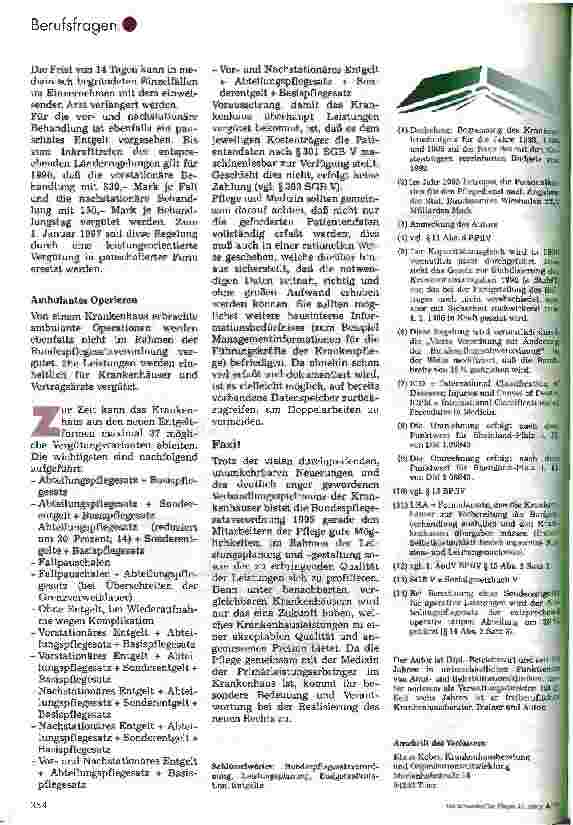 Vorschauseite 6: Was bringt die Bundespflegesatzverordnung 1995 für die Krankenpflege?