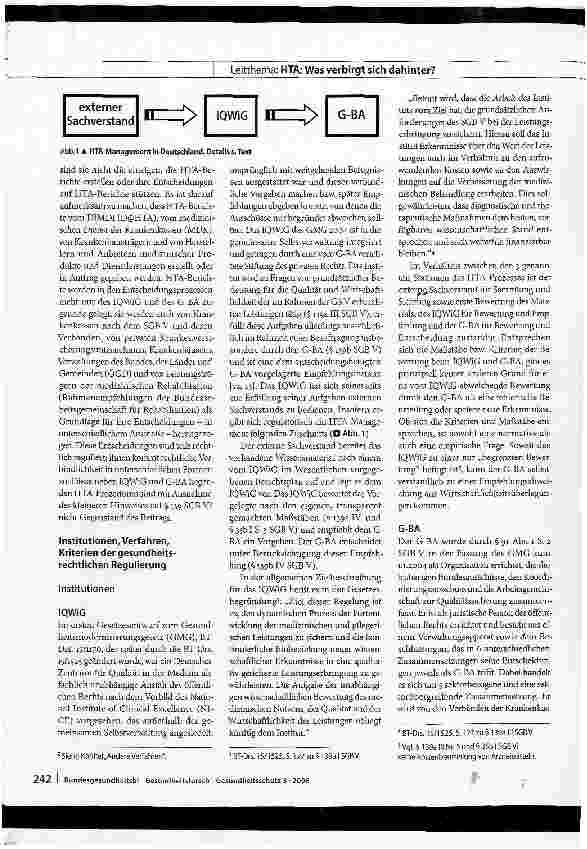 Vorschauseite 2: HTA in den Entscheidungsprozessen des IQWiG und G-BA