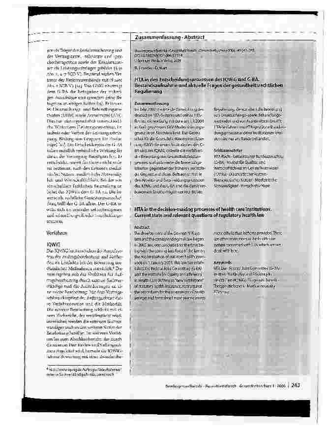 Vorschauseite 3: HTA in den Entscheidungsprozessen des IQWiG und G-BA