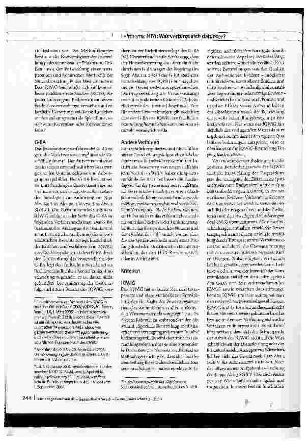 Vorschauseite 4: HTA in den Entscheidungsprozessen des IQWiG und G-BA