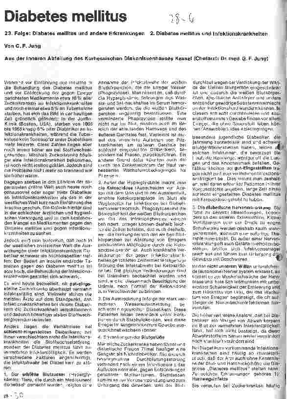 Vorschauseite 1: 23. Folge: Diabetes mellitus u. andere Krankheiten - 2. Diabetes mellitus und Infektionskrankheiten