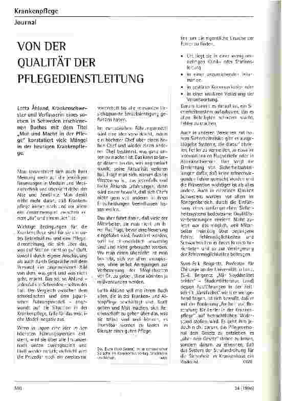 Vorschauseite 2: Strafandrohung in der Krankenpflege als Sicherheitsrisiko?
