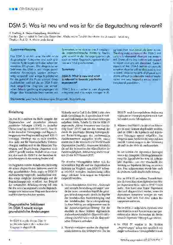Vorschauseite 1: DSM 5: Was ist neu und was ist für die Begutachtung relevant?