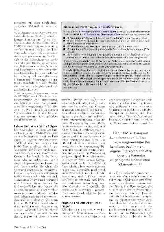Vorschauseite 2: Die Zukunft der Psychotherapie im HMO-Modell