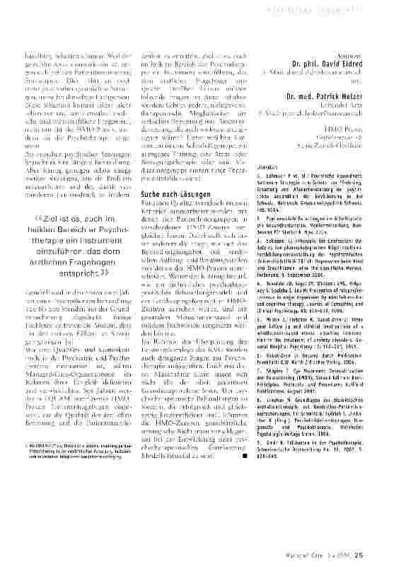 Vorschauseite 3: Die Zukunft der Psychotherapie im HMO-Modell