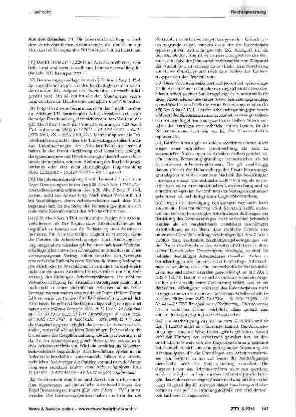 Vorschauseite 2: Jahressonderzahlung - Bemessungsgrundlage bei Befristungskette und Arbeitszeitänderung