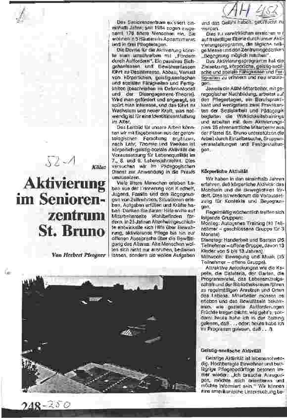 Vorschauseite 1: Aktivierung im Seniorenzentrum St. Bruno