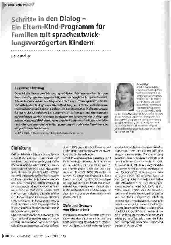 Vorschauseite 1: Schritte in den Dialog - Ein Eltern-Kind-Programm für Familien mit sprachentwicklungsverzögerten Kindern