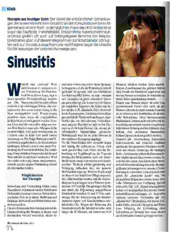 Vorschauseite 1: Sinusitits Therapie aus heutiger Sicht