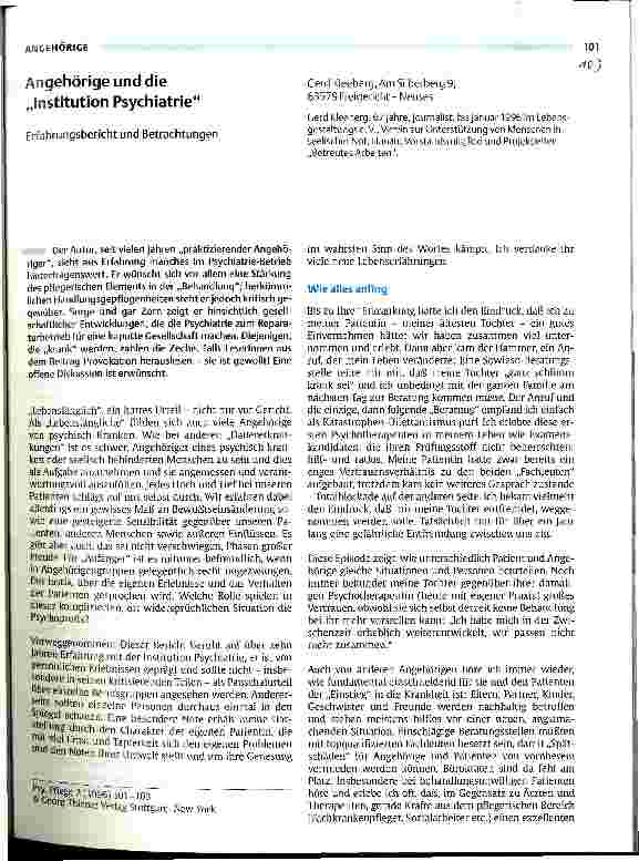 Vorschauseite 1: Angehörige und die Institution Psychiatrie
