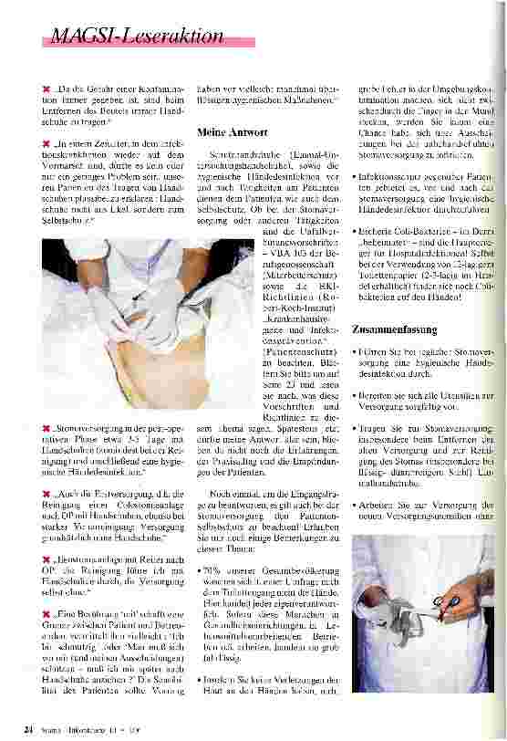 Vorschauseite 2: Wie immer oder wie in der Schule? Stomaversorgung mit oder ohne Handschuhe