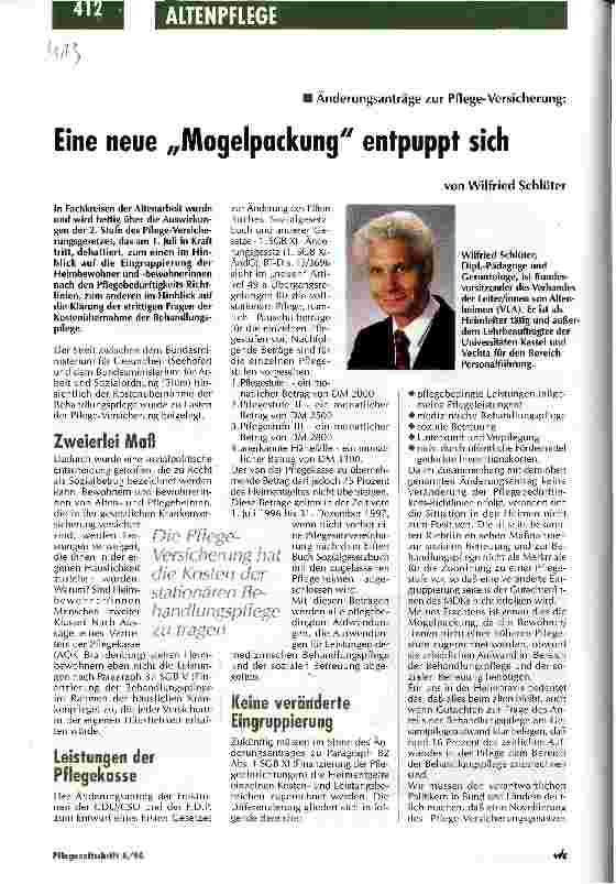 Vorschauseite 1: Eine neue Mogelpackung entpuppt sich Änderungsanträge zur Pflege-Versicherung