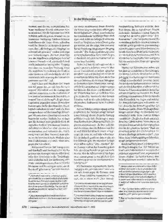 Vorschauseite 6: Die Risikobewertung von Kanzerogenen und die Wirkungsschwelle, Teil I