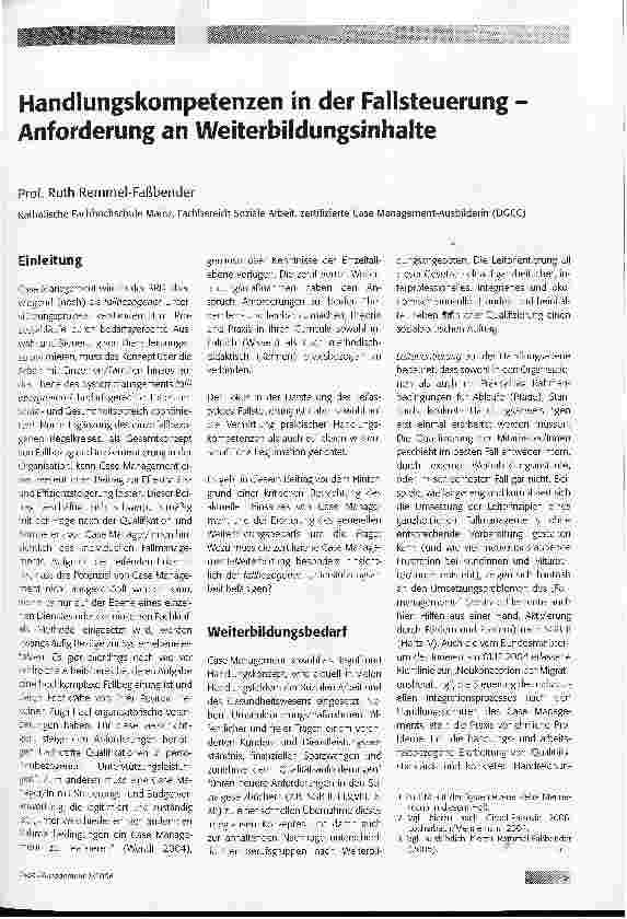 Vorschauseite 1: Handlungskompetenzen in der Fallsteuerung Anforderung an Weiterbildungsinhalte