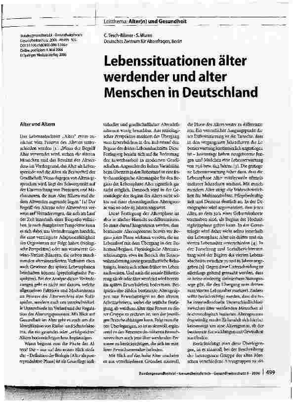 Vorschauseite 1: Lebenssituationen älter werdender und alter Menschen in Deutschland