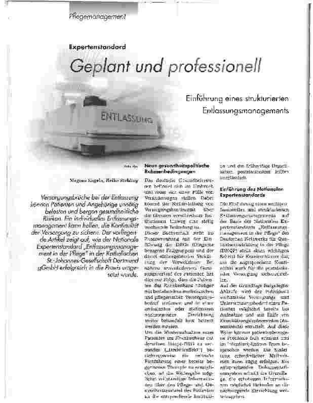 Vorschauseite 1: Geplant und professionell Einführung eines strukturierten Entlassungsmanagements