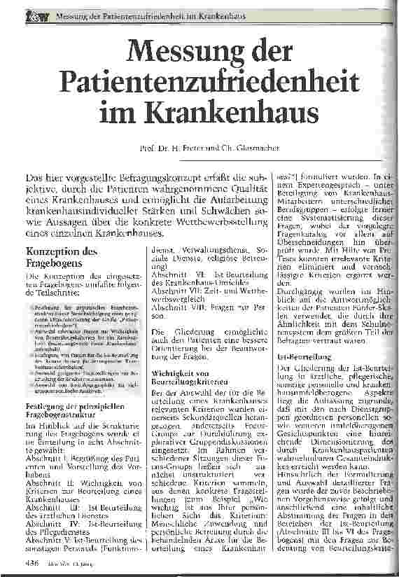 Vorschauseite 1: Messung der Patientenzufriedenheit im Krankenhaus