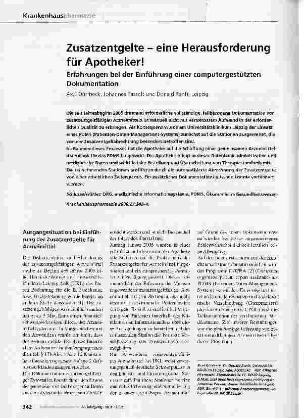 Vorschauseite 1: Zusatzentgelte - eine Herausforderung für Apotheker!
