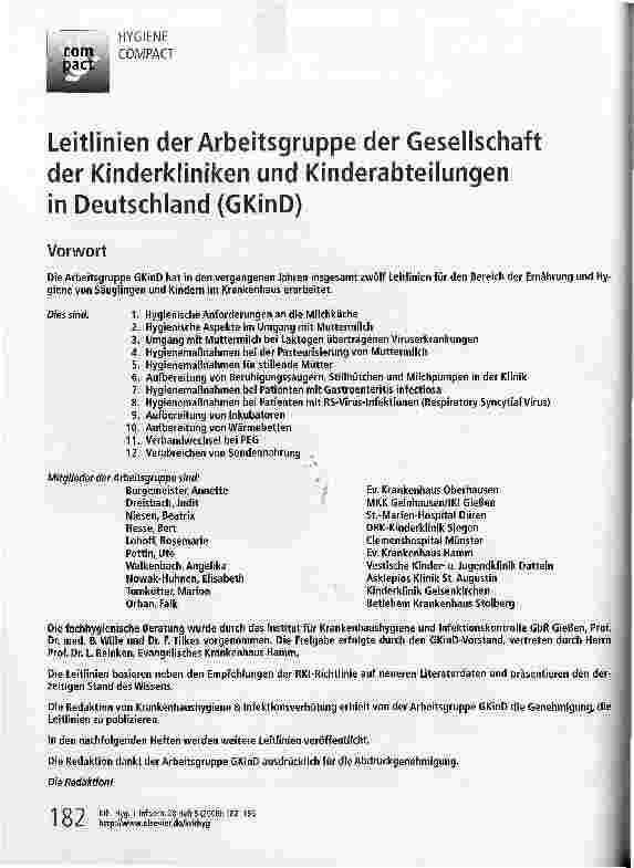 Vorschauseite 1: Leitlinien der Arbeitsgruppe der Gesellschaft der Kinderkliniken und Kinderabteilungen in Deutschland (GKinD)