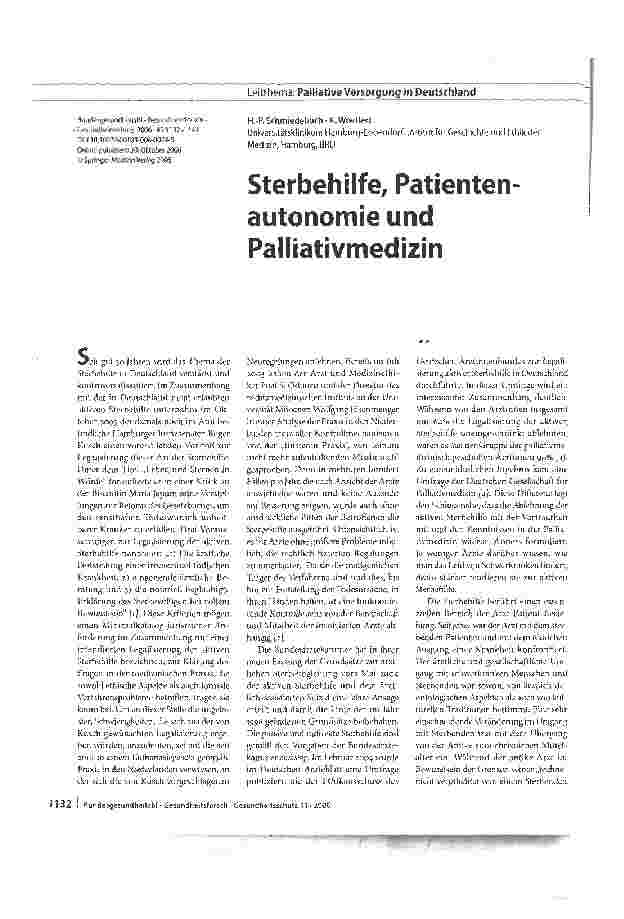 Vorschauseite 1: Sterbehilfe, Patientenautonomie und Palliativmedizin