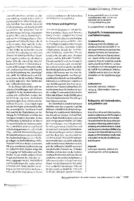 Vorschauseite 2: Sterbehilfe, Patientenautonomie und Palliativmedizin