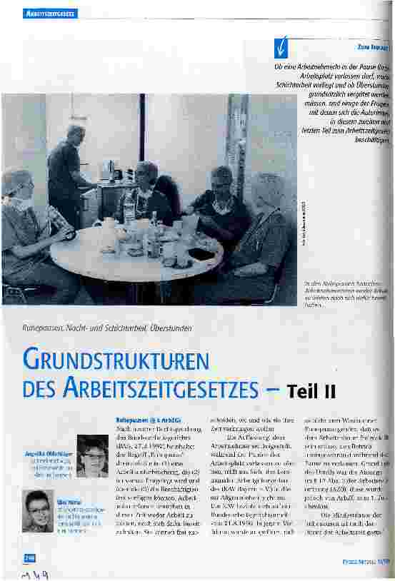 Vorschauseite 1: Grundstrukturen des Arbeitszeitgesetzes - Teil II Ruhepausen, Nachtund Schitarbeit, Überstunden