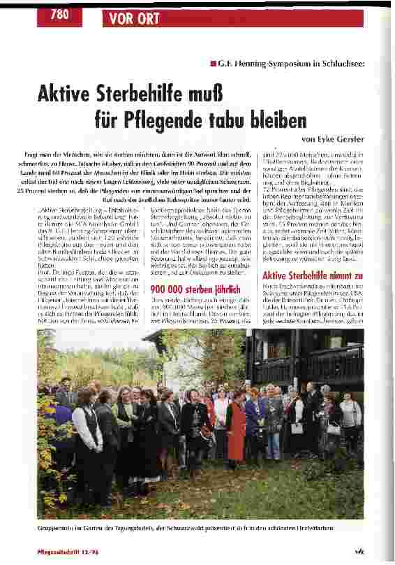 Vorschauseite 1: Aktive Sterbehilfe muß für Pflegende tabu bleiben