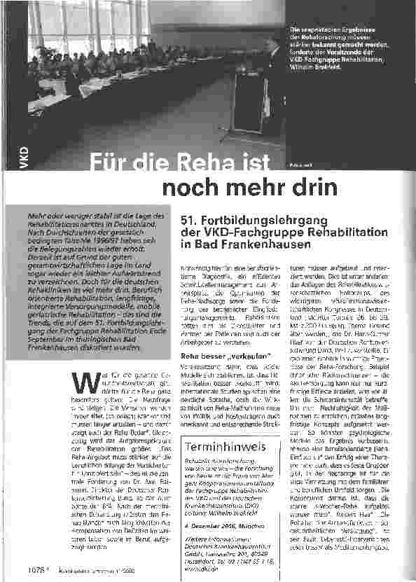 Vorschauseite 1: Für die Reha ist noch mehr drin