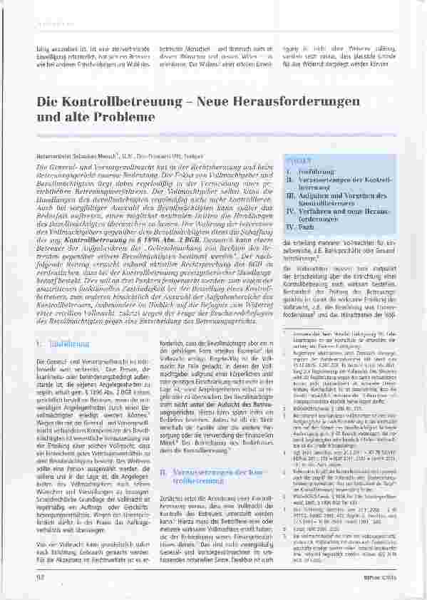 Vorschauseite 1: Die Kontrollbetreuung - Neue Herausforderungen und alte Probleme
