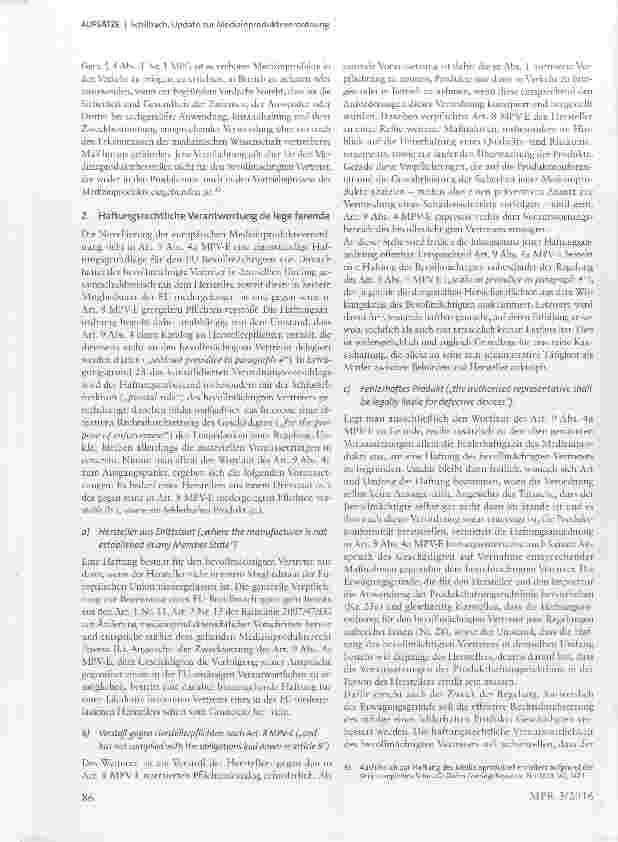 Vorschauseite 5: Update zur Medizinprodukteverordnung Einführung einer gesetzlichen Produkthaftung für den „bevollmächtigten Vertreter?