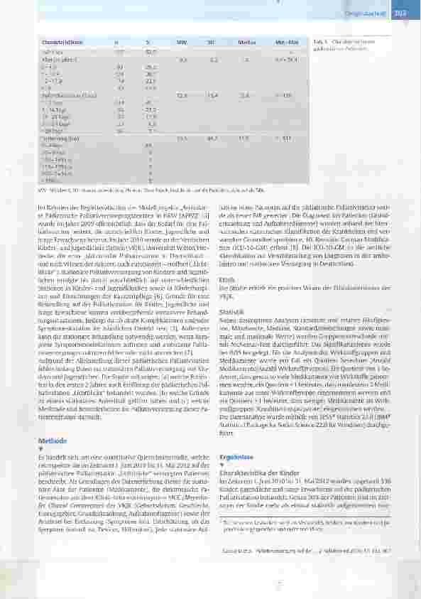 Vorschauseite 2: Palliatiwersorgung auf der pädiatrischen Palliativ-station „Lichtblicke“ Eine retrospektive Studie