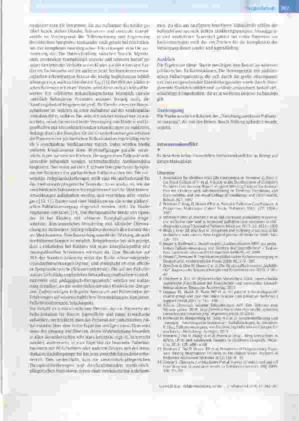 Vorschauseite 6: Palliatiwersorgung auf der pädiatrischen Palliativ-station „Lichtblicke“ Eine retrospektive Studie