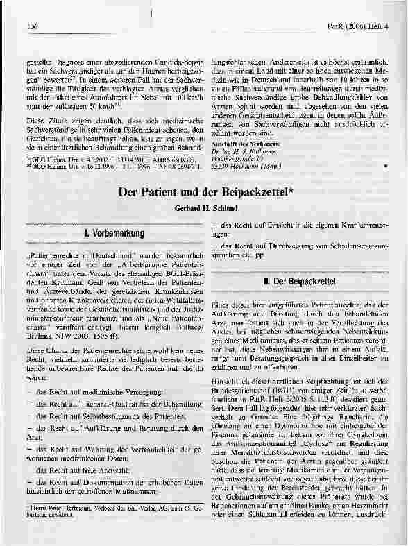 Vorschauseite 6: Der grobe ärztliche Behandlungsfehler und dessen Nachweisin einem Prozess*