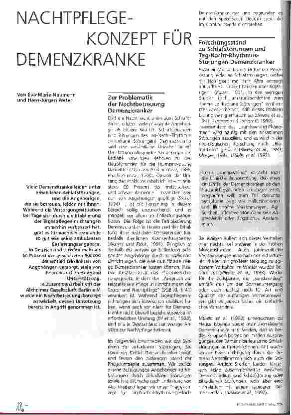 Vorschauseite 1: Nachtpflegekonzept für Demenzkranke