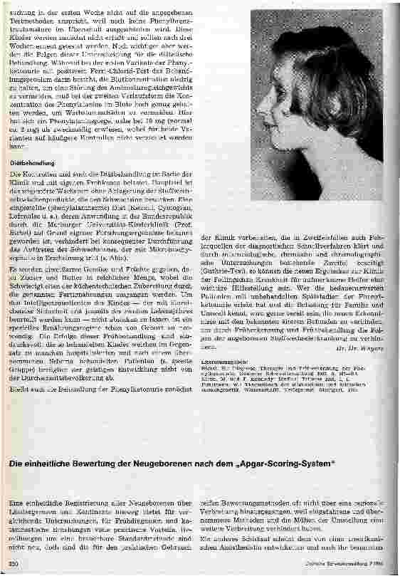 Vorschauseite 2: Neue Befunde zur Diagnose und Therapie der Phenylketonurie Hinweise zur Früherfassung eines stoffwechselbedingten Schwachsinns