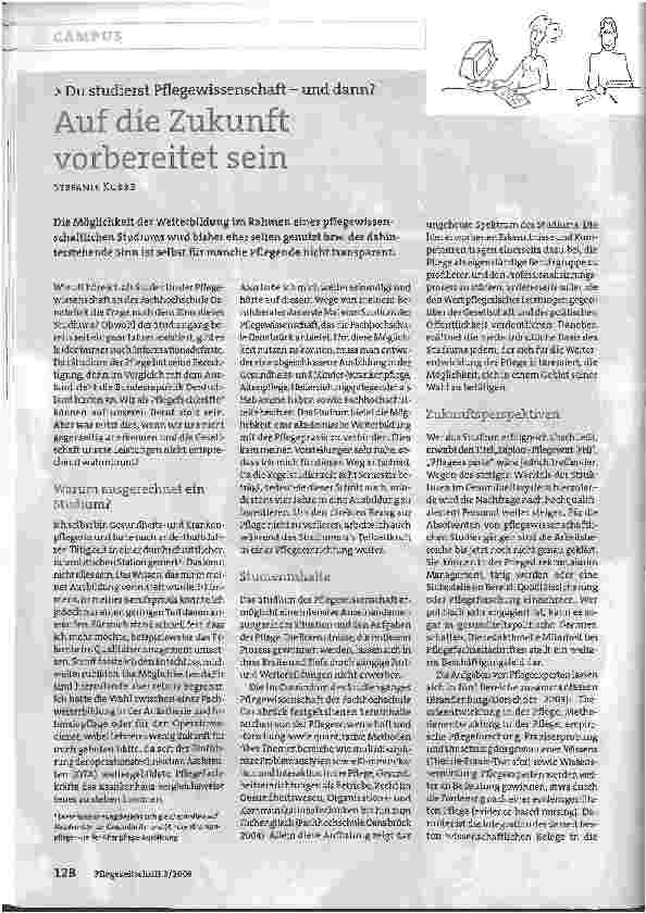 Vorschauseite 1: Du studierst Pflegewissenschaft - und dann? Auf die Zukunft vorbereitet sein