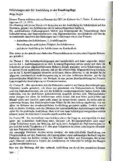 Vorschauseite 1: Erfahrungen mit der Ausbildung in der Krankenpflege