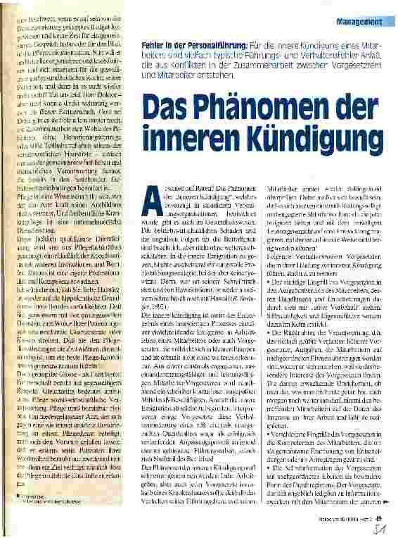 Vorschauseite 1: Das Phänomen der inneren Kündigung Fehler in der Personalführung