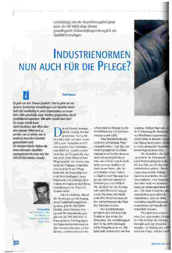 Vorschauseite 1: Industrienormen nun auch für die Pflege?