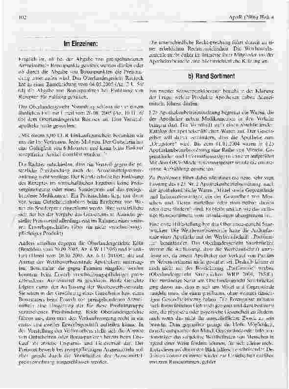 Vorschauseite 2: Rückblick auf die Arbeit der Wettbewerbszentrale im Jahr 2005 Schwerpunkt Gesundheitswesen - Apotheke