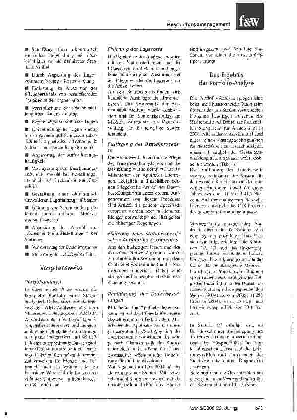 Vorschauseite 2: Krankenhausapotheke führt Dauerbestellungen ein und senkt Kosten Von der Schnittstellenglättung zur Prozesskostensenkung