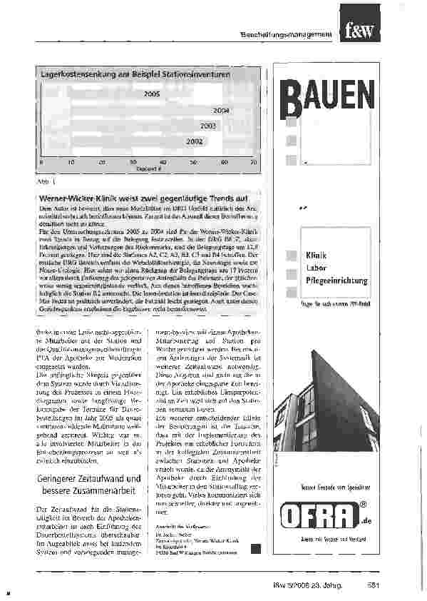 Vorschauseite 4: Krankenhausapotheke führt Dauerbestellungen ein und senkt Kosten Von der Schnittstellenglättung zur Prozesskostensenkung