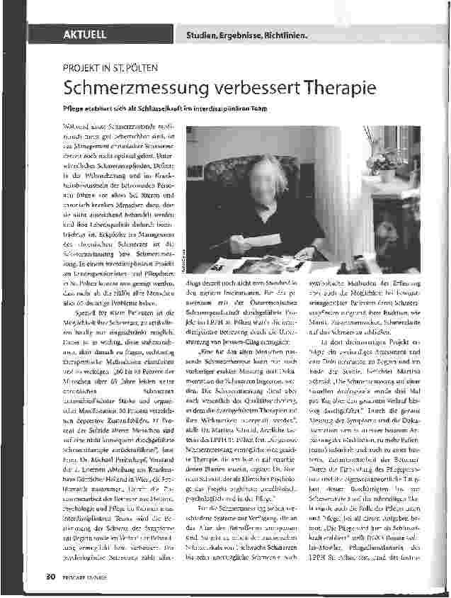 Vorschauseite 1: Schmerzmessung verbessert Therapie
