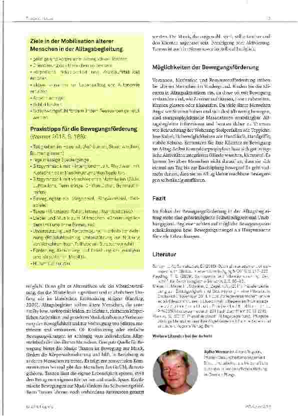 Vorschauseite 2: «Bewegen ist Leben!» -Bewegungsforderung in der Alltagsbegleitung alter Menschen
