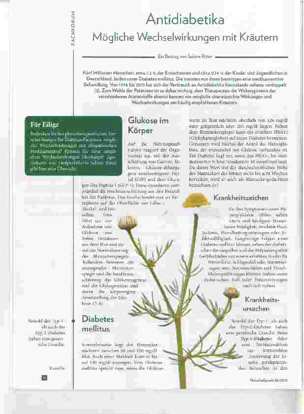 Vorschauseite 1: Antidiabetika Mögliche Wechselwirkungen mit Kräutern