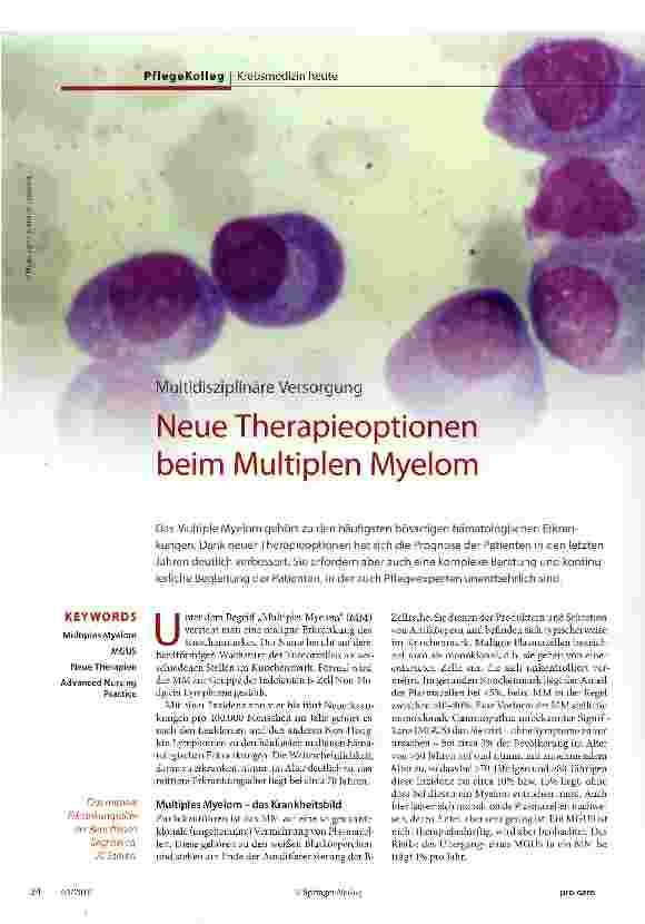 Vorschauseite 1: Neue Therapieoptionen beim Multiplen Myelom