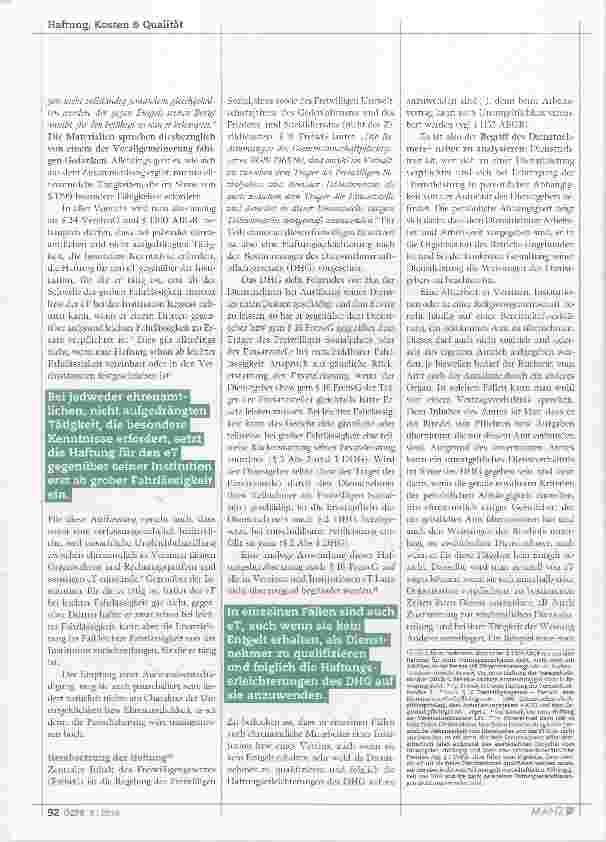 Vorschauseite 3: Fragen der Haftung bei freiwilligen bzw ehrenamtlichen Tätigkeiten die individuelle Haftung des Ehrenamtlichen
